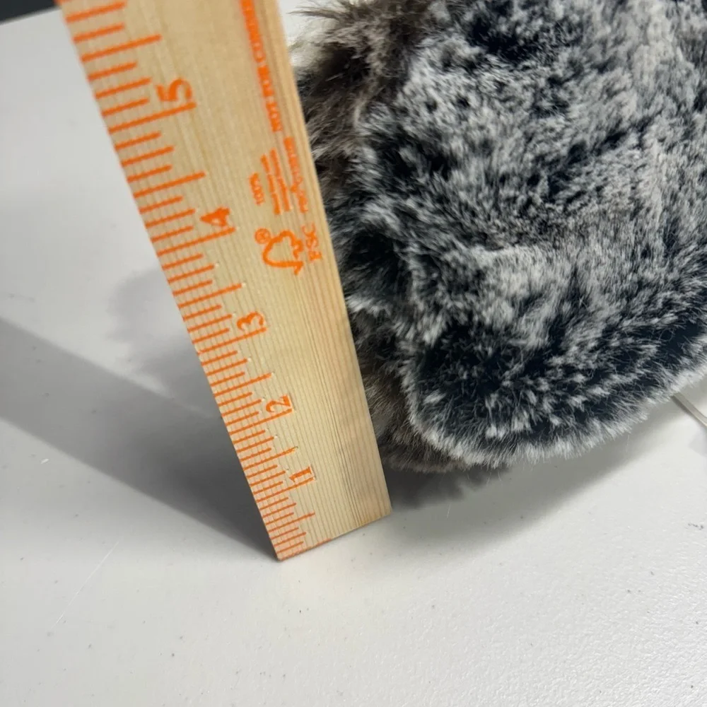 Faux Fur Clutch Bag With Chain Strap Gray White Black Plush Evening Purse